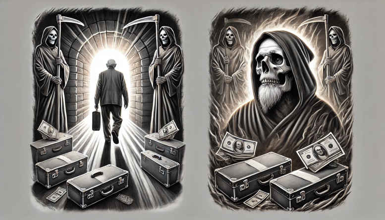 grim-reaper tattoo design ideas vector-style dark shading for calf