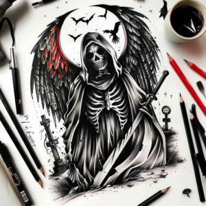 grim-reaper tattoo design ideas Realism realistic lighting dark silhouette symbol of endurance