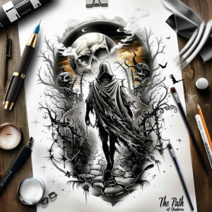 grim-reaper tattoo design ideas bold highlights eerie for foot