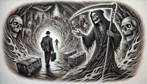 grim-reaper tattoo design ideas enhanced color flowing robes for upper back