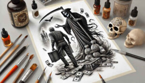 grim-reaper tattoo design ideas Surrealism fantasy-inspired flowing robes stands for strength