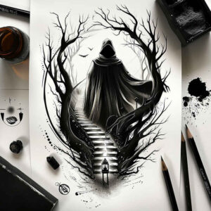 grim-reaper tattoo design ideas artistic contrast gothic for palm