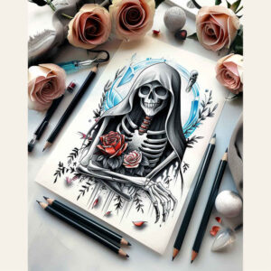 grim-reaper tattoo design ideas Neotraditional balanced tones gothic symbolising endurance