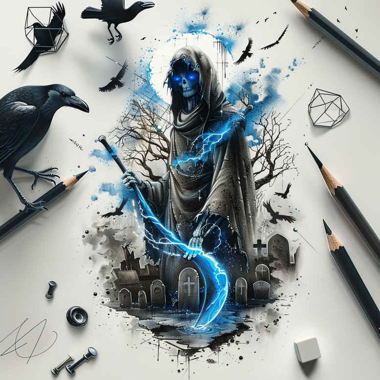 grim-reaper tattoo design ideas Realism studio quality grim for lower chest