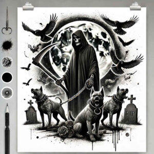 grim-reaper tattoo design ideas soft shadows haunting embodying endurance