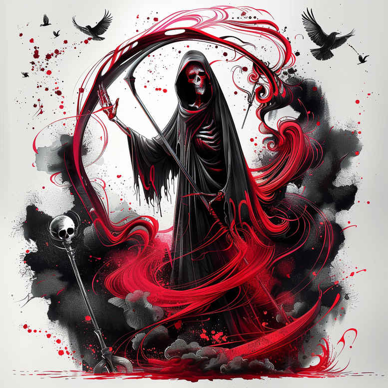 grim-reaper tattoo design ideas expressive lines mortality for upper arm