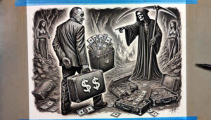 grim-reaper tattoo design ideas Surrealism symbolic motifs night for lower leg