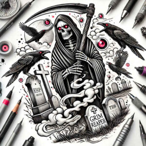 grim-reaper tattoo design ideas textured night represents strength