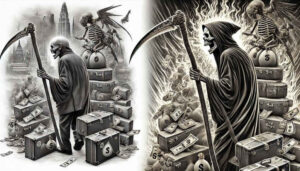 grim-reaper tattoo design ideas Surrealism fantasy-inspired shadow for upper arm