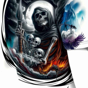 grim-reaper tattoo design ideas Realism realistic color shadow for upper thigh