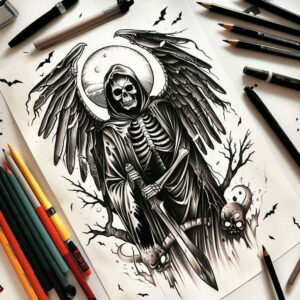 grim-reaper tattoo design ideas Surrealism metaphysical sinister for temple