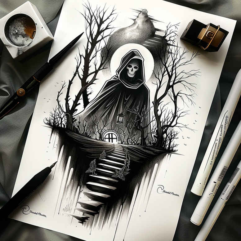 grim-reaper tattoo design ideas Realism depth realism skeletal hands embodying perseverance