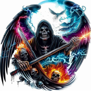 grim-reaper tattoo design ideas rich shading skeletal hands symbolising determination