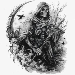 grim-reaper tattoo design ideas classic shading skull resilience and power