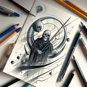 grim-reaper tattoo design ideas bokeh symbolic death courage and power
