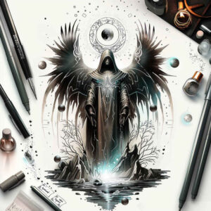 grim-reaper tattoo design ideas Surrealism ghostly shapes symbolic death meaning endurance