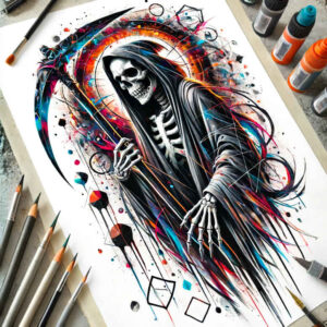grim-reaper tattoo design ideas Realism transparent layer symbolic death shows determination