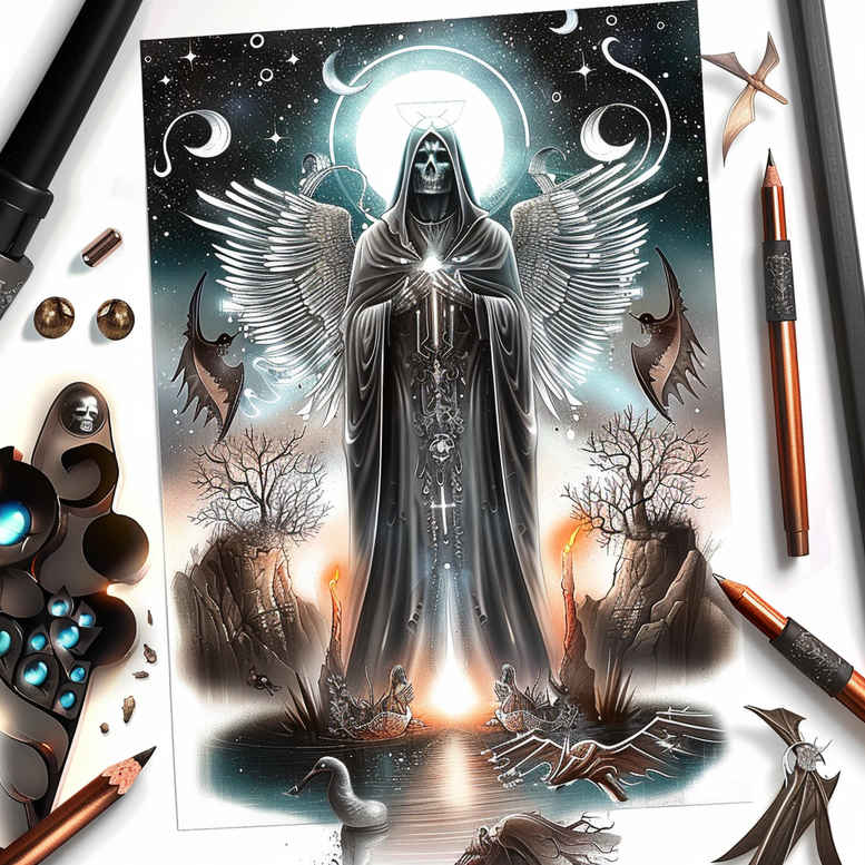 grim-reaper tattoo design ideas Surrealism fantastical elements symbolic for nape