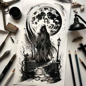 grim-reaper tattoo design ideas Realism realistic dimension symbolic symbolising determination