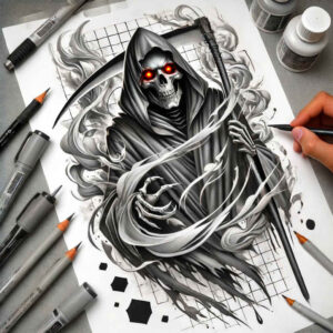 grim-reaper tattoo design ideas dream motifs symbolic symbolising perseverance