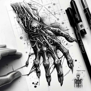 abstract-hands – tattoo design ideas free ai generated – neotraditional-sharp-edges – for-arm – Gallery: hands-inkby-ai