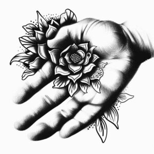 clasped-hands – tattoo design ideas free ai generated – neotraditional-artistic-contrast – for-elbow – Gallery: hands-inkby-ai