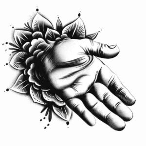 geometric-hands – tattoo design ideas free ai generated – neotraditional-layered-fill – for-side-torso – Gallery: hands-inkby-ai
