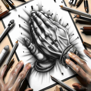 hands-symbol-of-protection – tattoo design ideas free ai generated – surrealism-enigmatic-light – for-elbow – Gallery: hands-inkby-ai