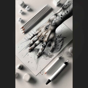 hands-tattoo – tattoo design ideas free ai generated – surrealism-fluid-motion – for-upper-back – Gallery: hands-inkby-ai