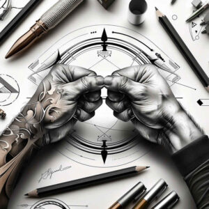 hands-with-background – tattoo design ideas free ai generated – surrealism-spectral-hues – for-hip – Gallery: hands-inkby-ai