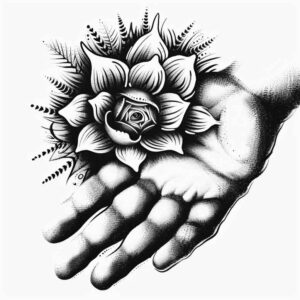 hands-with-nature-motif – tattoo design ideas free ai generated – neotraditional-crisp-lines – for-chest – Gallery: hands-inkby-ai