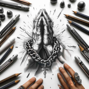hands-with-shading – tattoo design ideas free ai generated – neotraditional-artful-color – for-back-of-neck – Gallery: hands-inkby-ai
