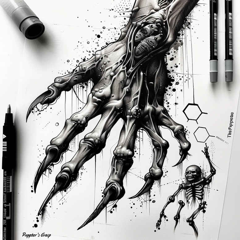 hands tattoo design ideas Surrealism morphic transformation hand lines for heel