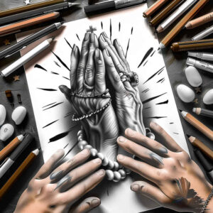 hands tattoo design ideas Surrealism chromatic aberration holding for side