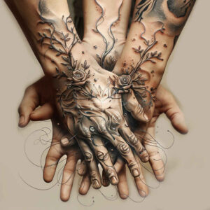 hands tattoo design ideas Surrealism fragmentation naturalistic for lower back