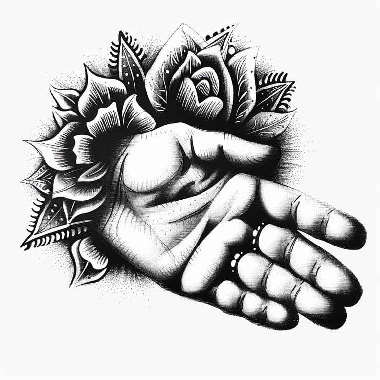 hands tattoo design ideas Realism real shadows texture for calf