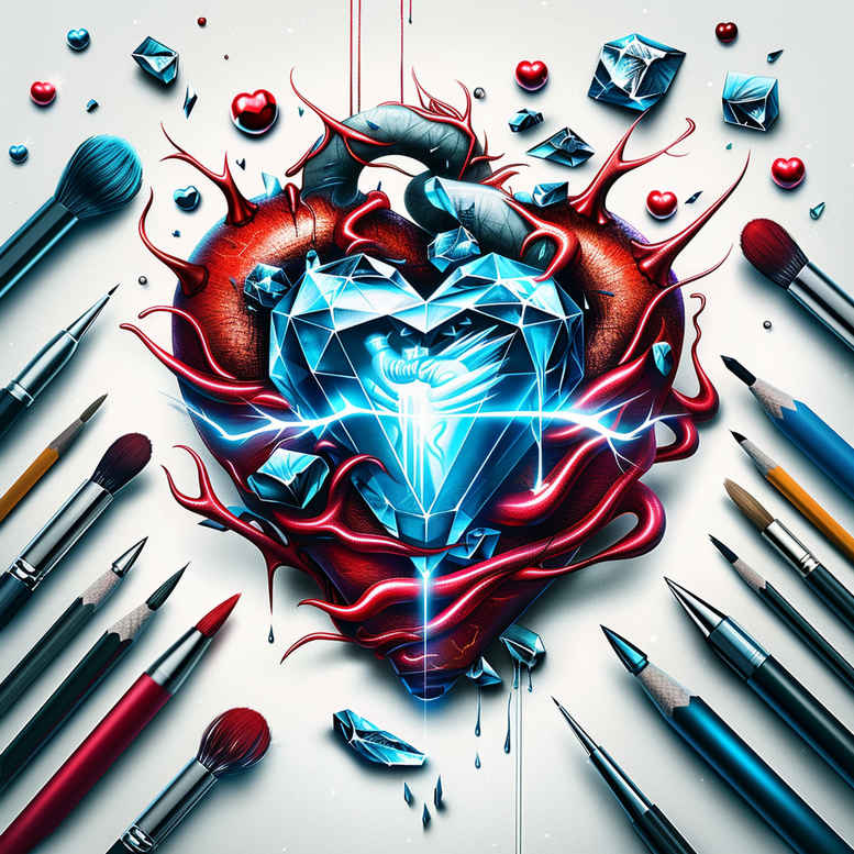 heart-and-flame – tattoo design ideas free ai generated – neotraditional-classic-shading – for-calf – Gallery: hearts-inkby-ai