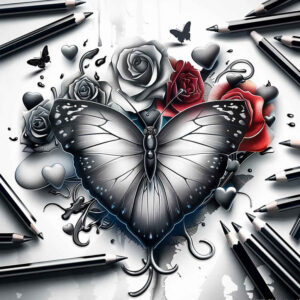 heart-and-flame – tattoo design ideas free ai generated – neotraditional-modern-classic – for-upper-chest – Gallery: hearts-inkby-ai