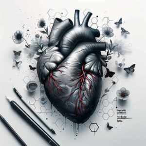 heart-and-rosary – tattoo design ideas free ai generated – realism-soft-focus – for-ribs – Gallery: hearts-inkby-ai