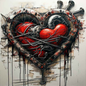heart-talisman – tattoo design ideas free ai generated – neotraditional-saturated-hues – for-sternum – Gallery: hearts-inkby-ai
