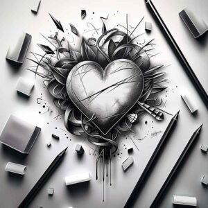 heart-with-3d-effect – tattoo design ideas free ai generated – neotraditional-artistic-contrast – for-triceps – Gallery: hearts-inkby-ai