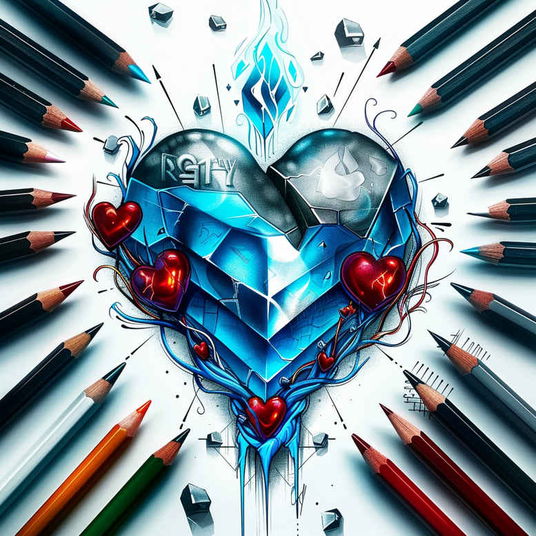 heart-with-contour – tattoo design ideas free ai generated – realism-detail-accuracy – for-lower-back – Gallery: hearts-inkby-ai