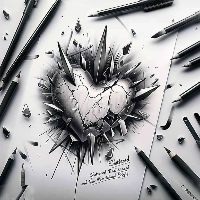 heart-with-inscription – tattoo design ideas free ai generated – surrealism-shimmering-forms – for-arm – Gallery: hearts-inkby-ai