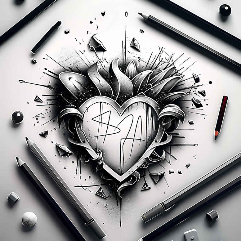heart-with-leaves – tattoo design ideas free ai generated – realism-sharp-focus – for-sternum – Gallery: hearts-inkby-ai