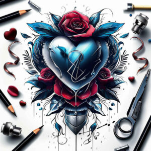 heart-with-life-symbol – tattoo design ideas free ai generated – surrealism-mysterious – for-lower-chest – Gallery: hearts-inkby-ai