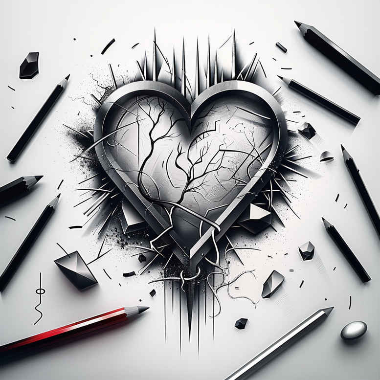 heart-with-light-effect – tattoo design ideas free ai generated – realism-refined-contrast – for-collarbone – Gallery: hearts-inkby-ai