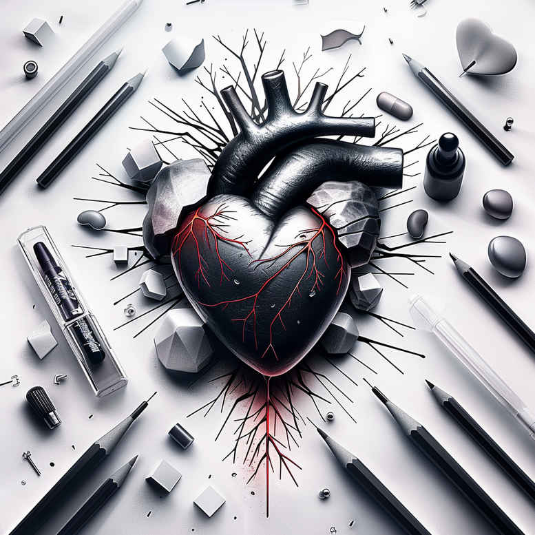 heart-with-line-series – tattoo design ideas free ai generated – neotraditional-layered-fill – for-lower-leg – Gallery: hearts-inkby-ai