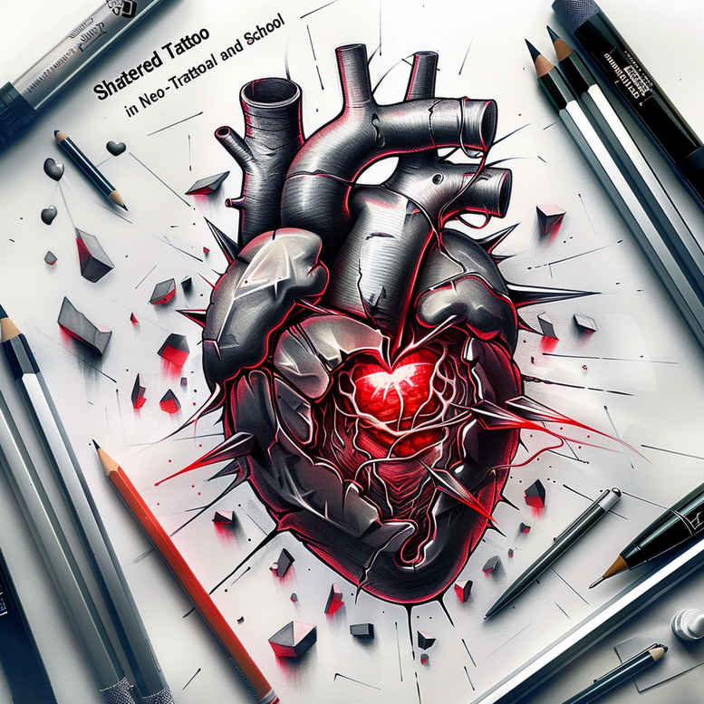 heart-with-shadow – tattoo design ideas free ai generated – realism-micro-detail – for-arm – Gallery: hearts-inkby-ai