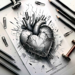 heart-with-shadow – tattoo design ideas free ai generated – surrealism-fluid-forms – for-temple – Gallery: hearts-inkby-ai
