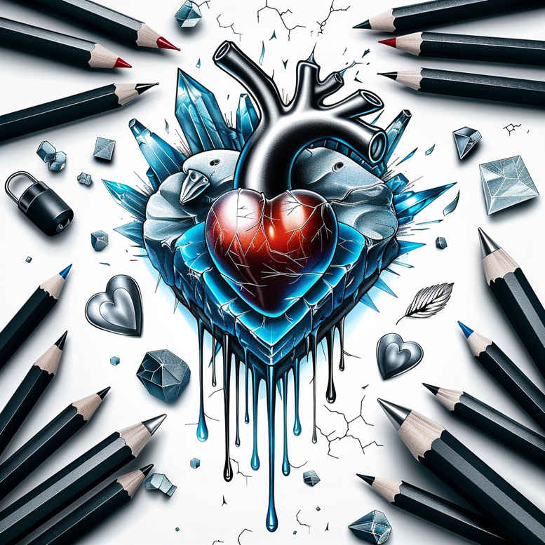 heart-with-wave – tattoo design ideas free ai generated – surrealism-surreal-lighting – for-lower-arm – Gallery: hearts-inkby-ai